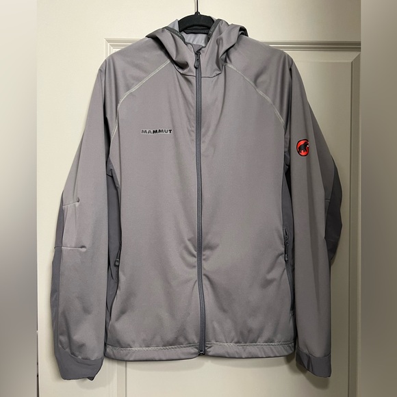 Mammut Mens M Lightweight Packable Lemah Hoodie Hiking Trail Rain Jacket Gray - Picture 1 of 12
